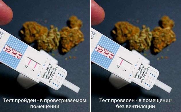 Результаты тестов в проветриваемом помещении и без вентиляции