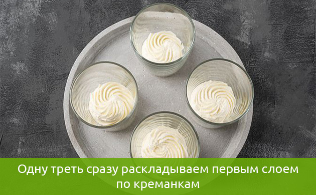Первый слой с кремом в десерте
