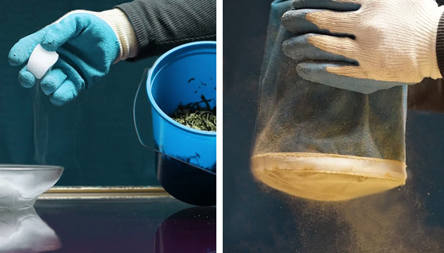 Сухой лед и просеивание